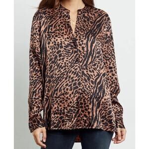Rails Pearl Cinnamon Mixed Animal Print Popover Relaxed Blouse Women’s Xsmall